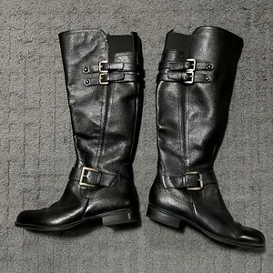 NATURALIZER - JESSIE LEATHER KNEE HIGH BOOTS  - SIZE 5.5 - BLACK LEATHER